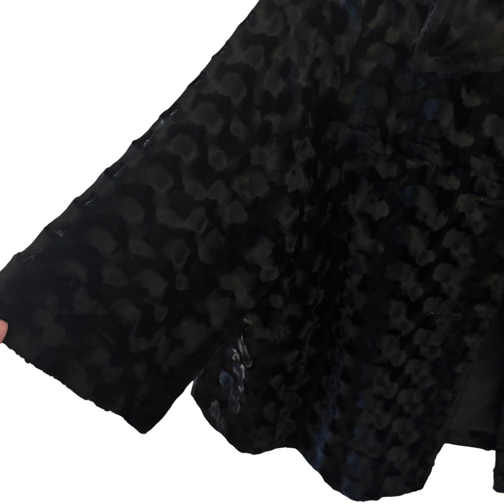 Anthracite Black Textured Faux Fur Cropped Jacket Size 6 - Picture 4 of 8